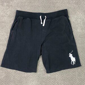 Polo Ralph Lauren Shorts Mens XL Black Big Pony Drawstring Pique Lounge Knit 8"